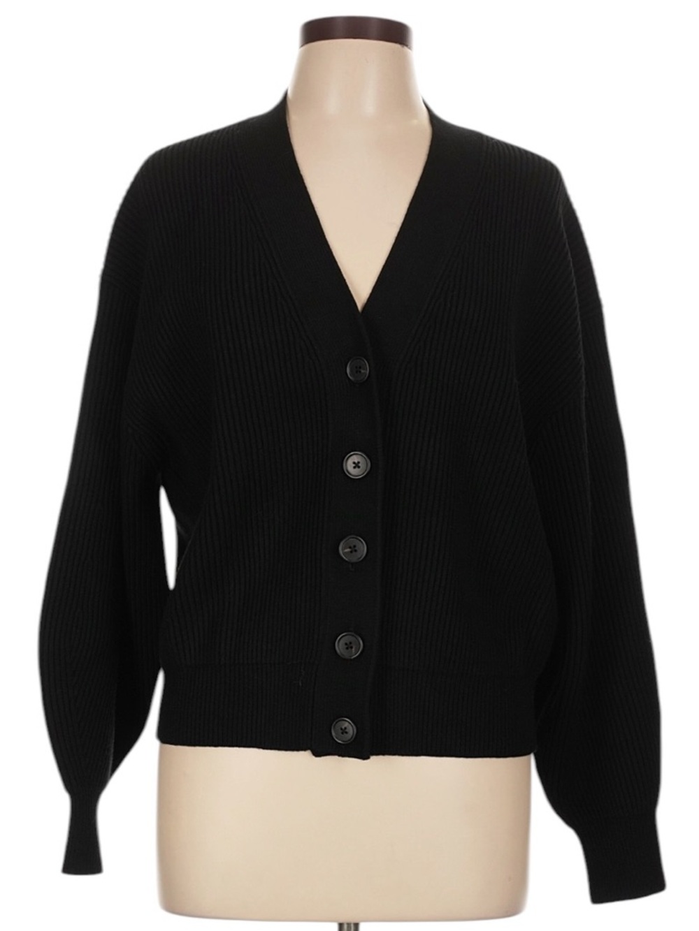 J. Crew Sculptural Cardigan Size Large Black Cropped Relaxed Casual Office
